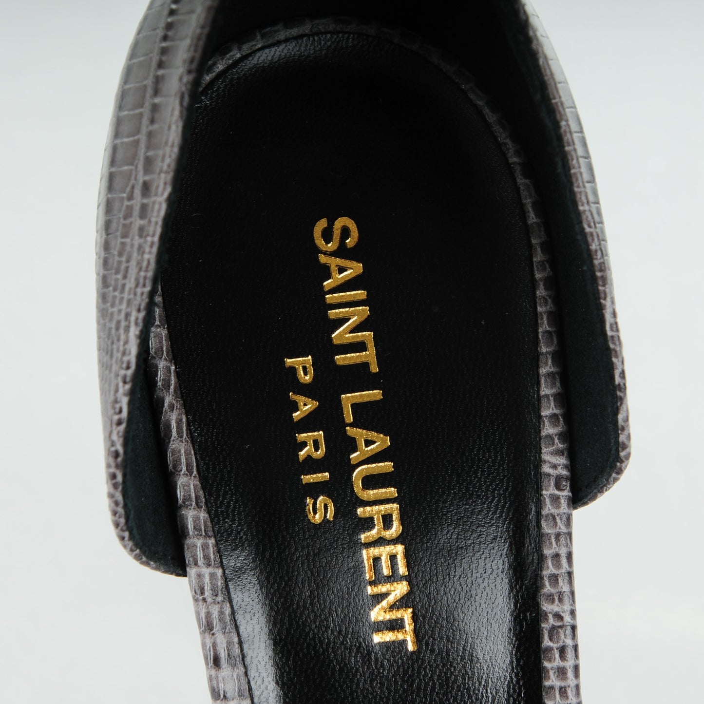 Lizard Calfskin Embossed Jane 105 Ankle Strap Sandals 39 Earth