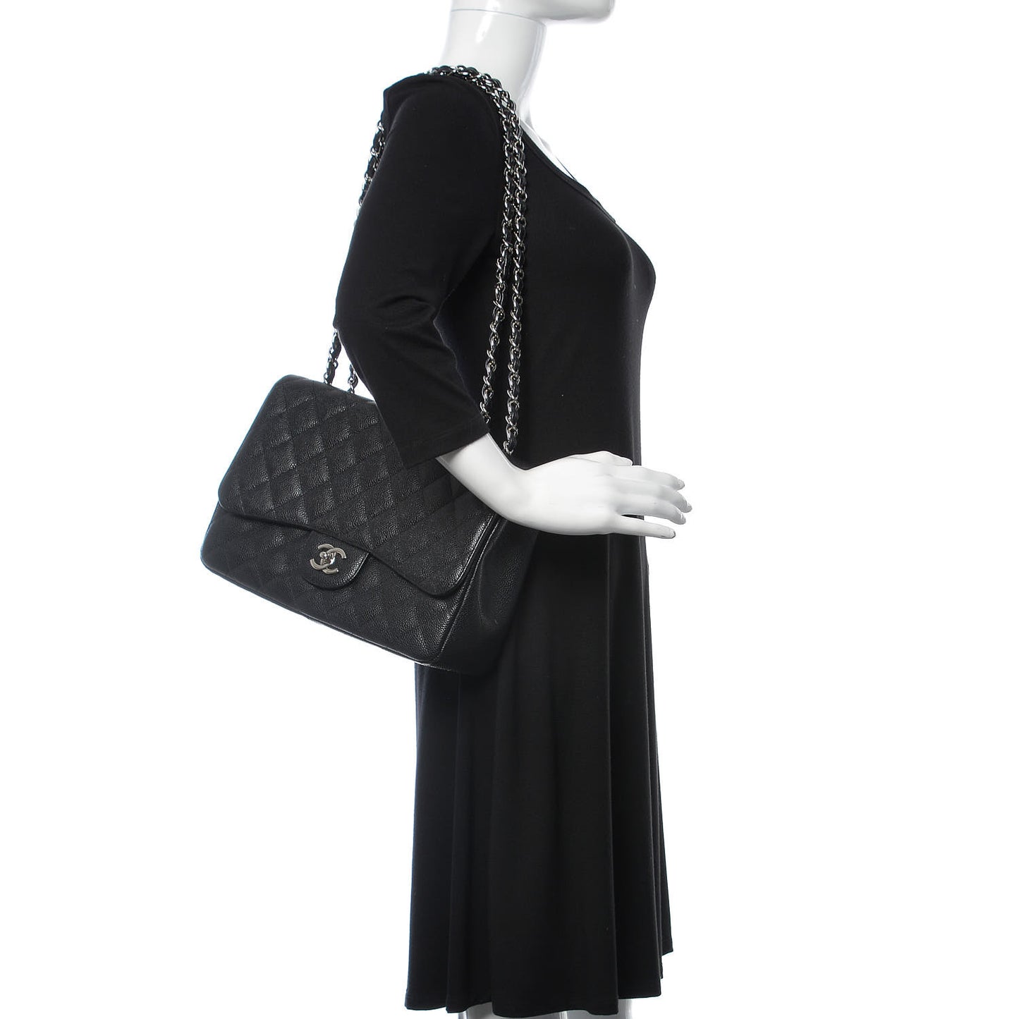 Caviar Quilted Jumbo Single Flap Black