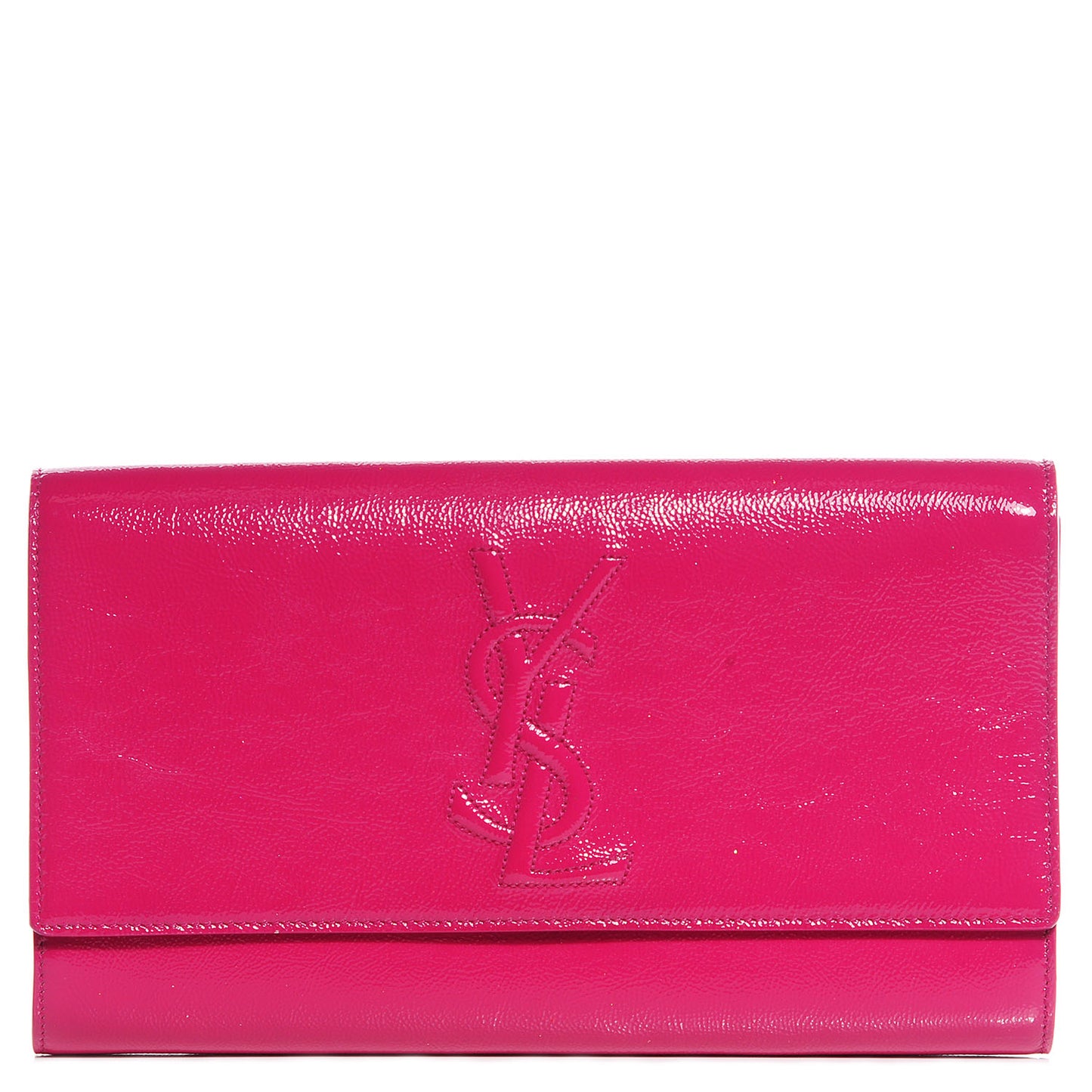 Textured Patent Monogram Large Belle De Jour Clutch Fuchsia