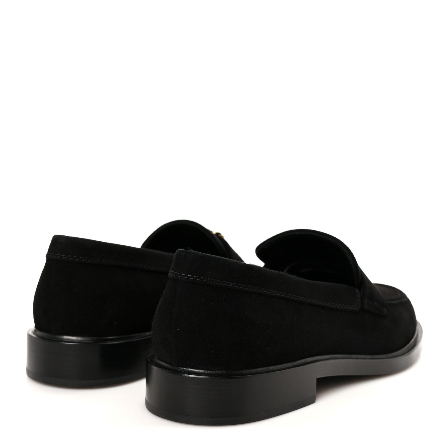Suede Kidskin Crystal CC Loafers 38 Black