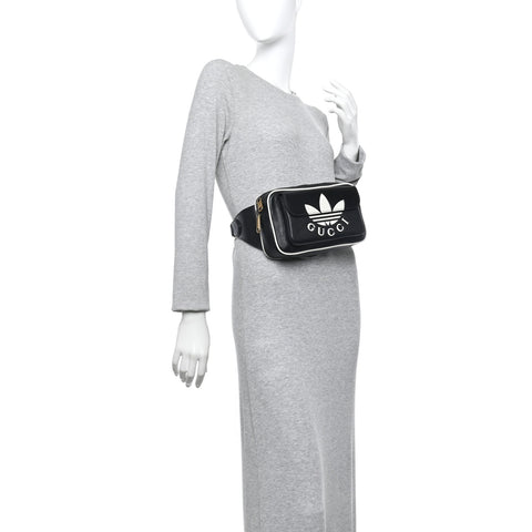 X ADIDAS Textured Dollar Calfskin Belt Bag Black