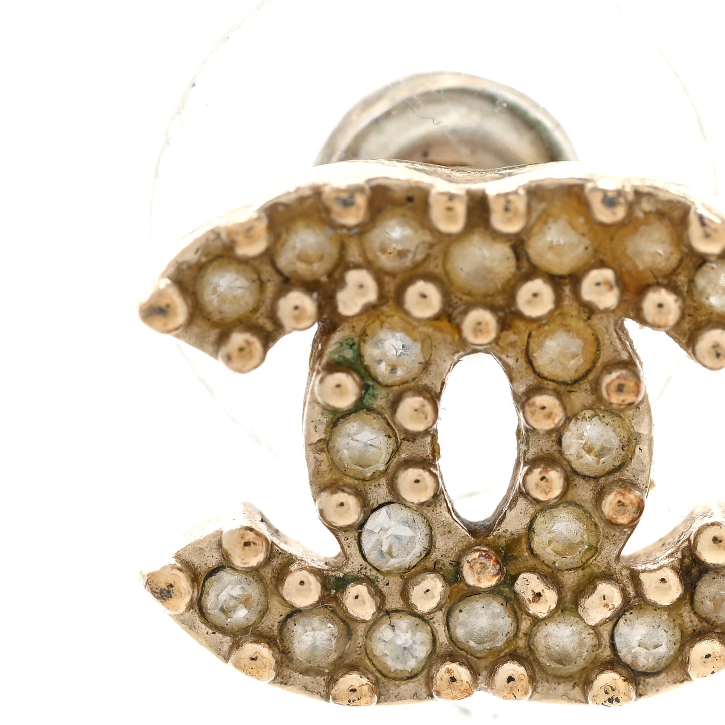 Crystal Mini CC Earrings Light Gold