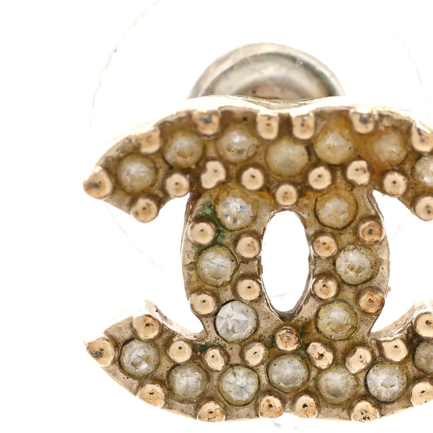 Chanel Crystal Mini CC Earrings Light Gold 7 of 8