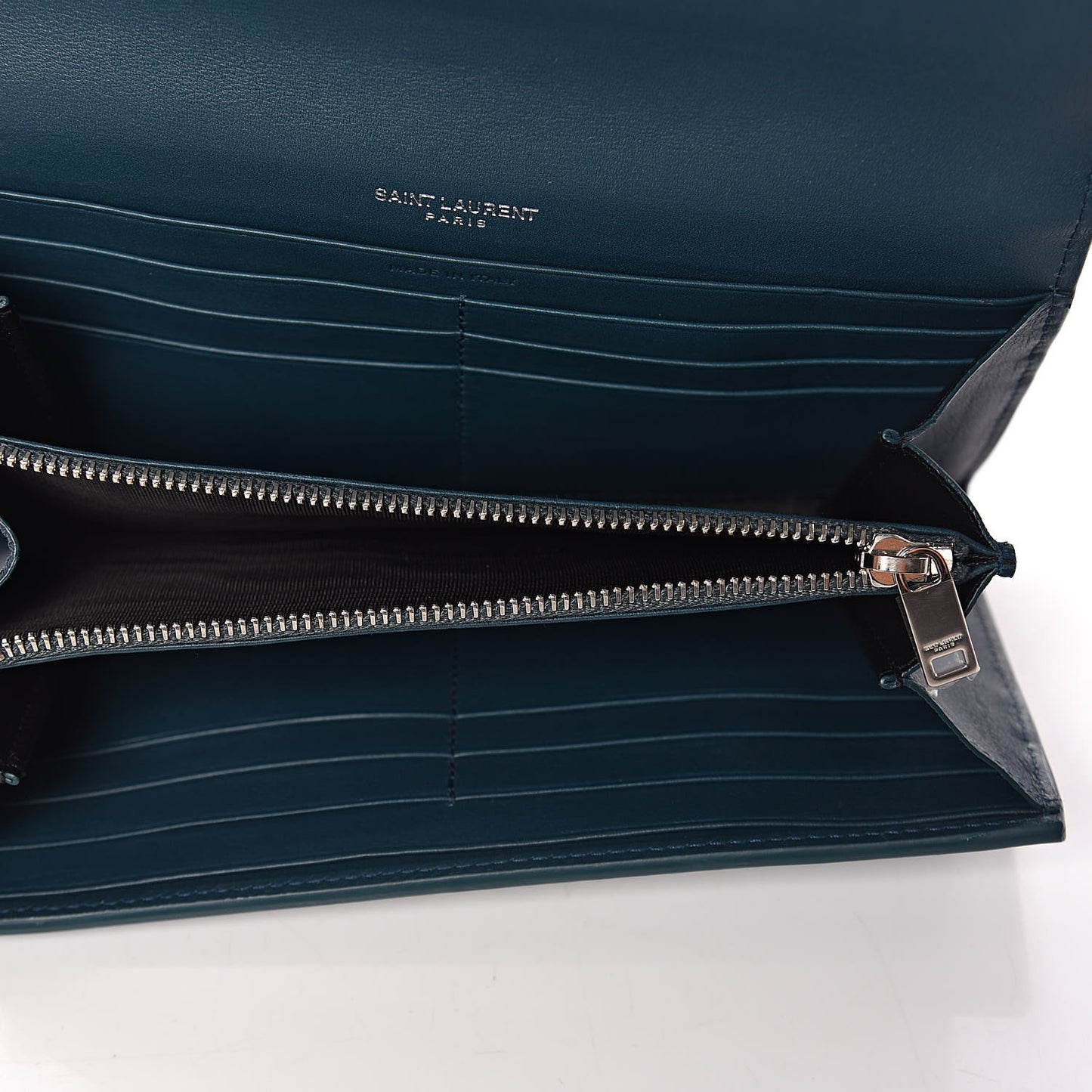 Calfskin Monogram Large Flap Wallet Dark Turquoise