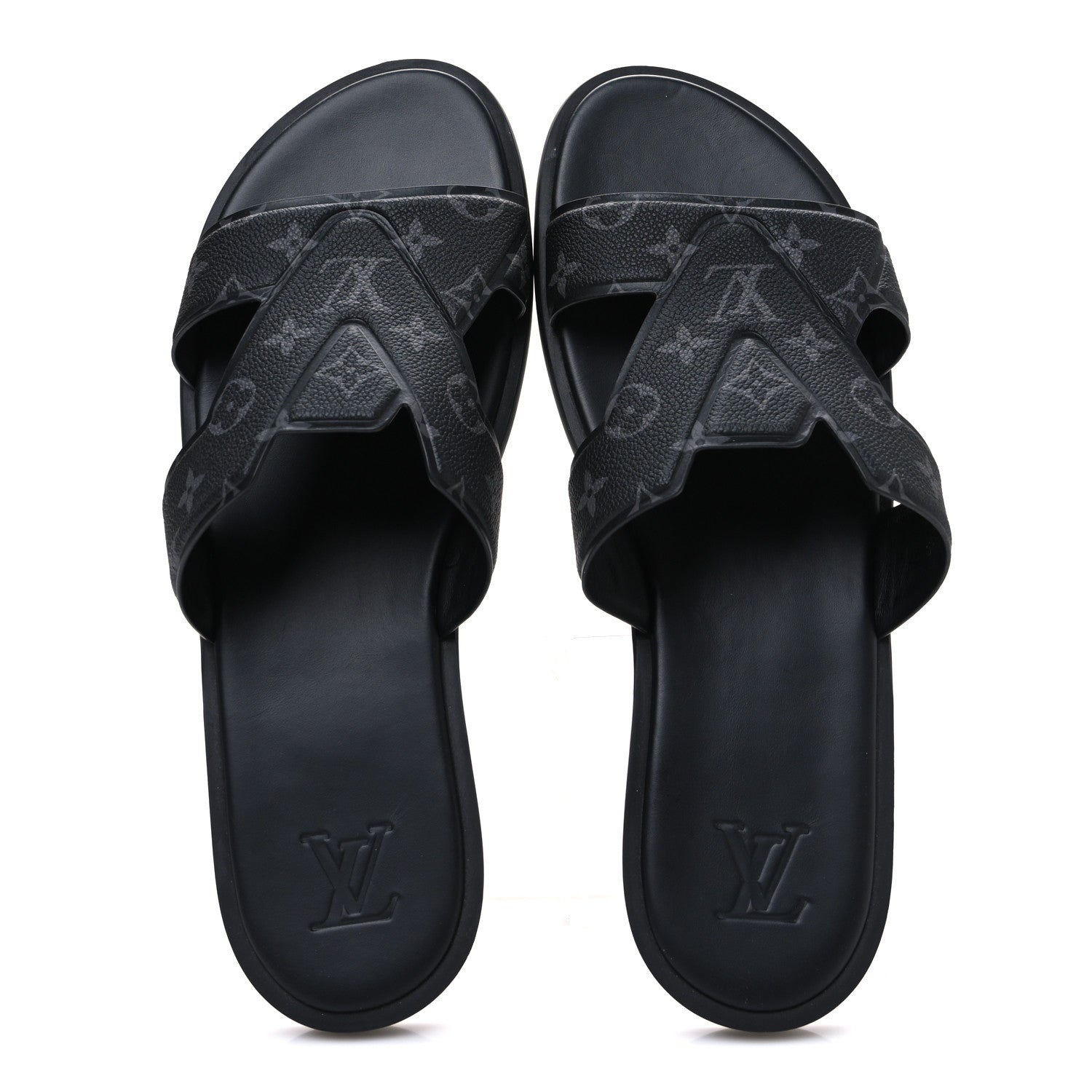 Louis Vuitton Monogram Eclipse Calfskin Mens LV Oasis Mules 12 Black 2 of 10
