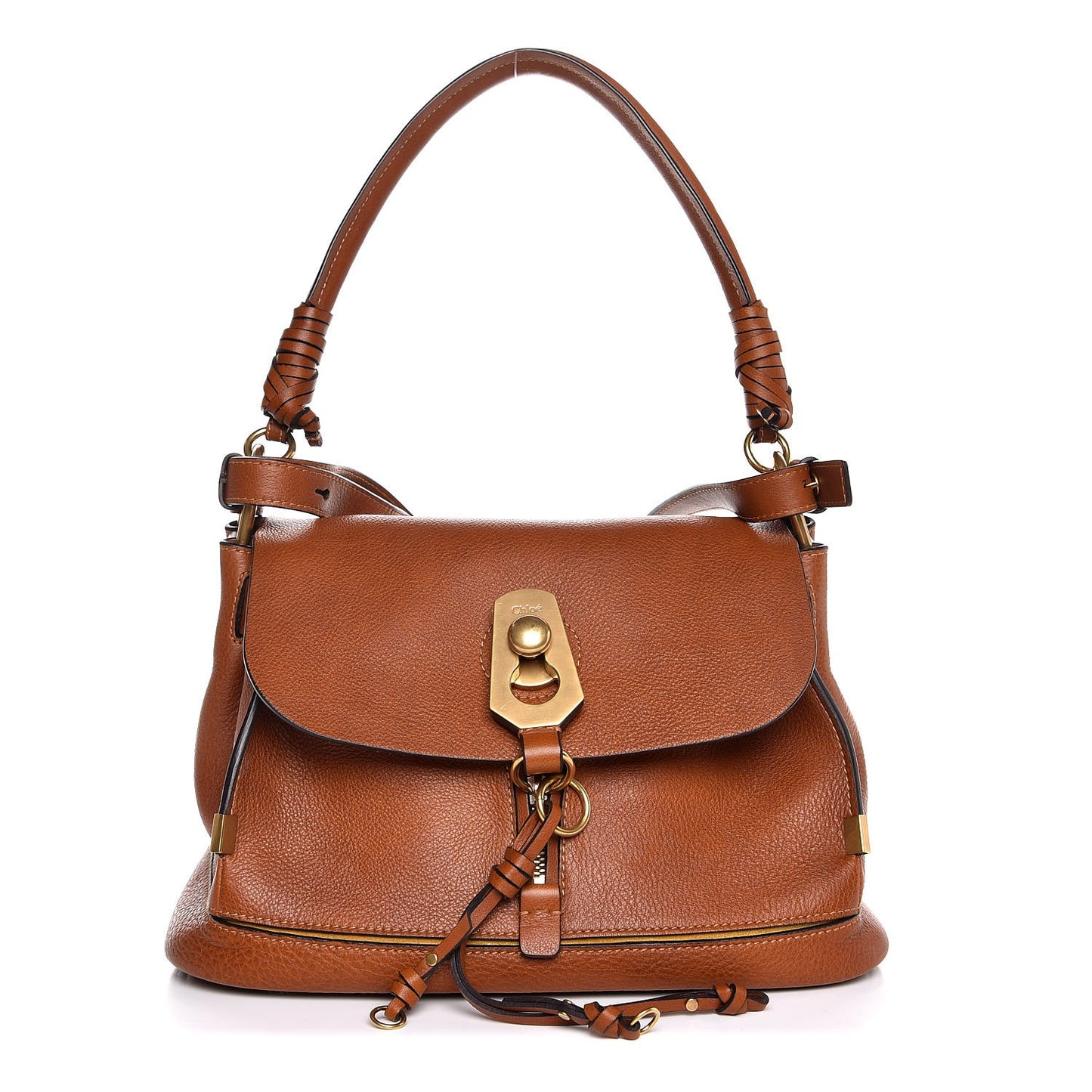 Calfskin Small Owen Flap Bag Caramel
