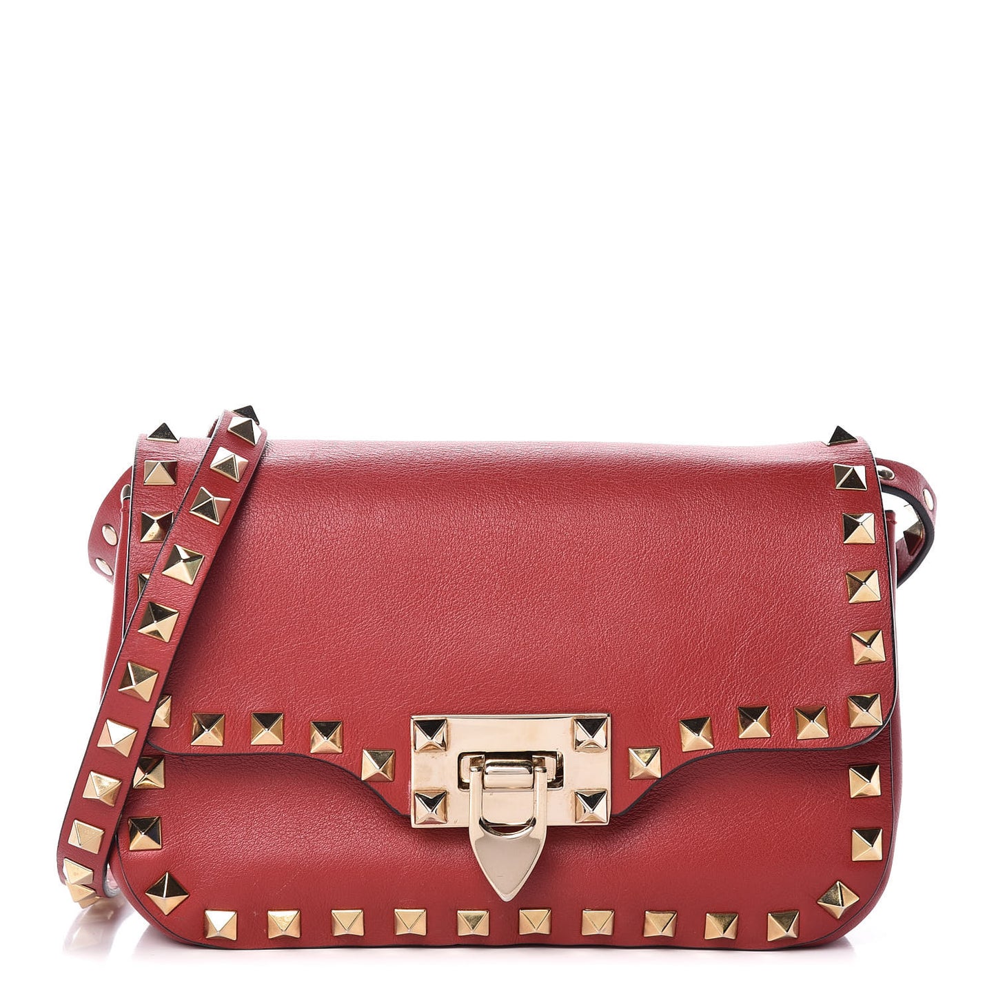 Vitello Mini Rockstud Flap Saddle Crossbody Bag Rosso Valentino
