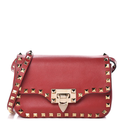 Valentino Garavani Vitello Mini Rockstud Flap Saddle Crossbody Bag Rosso Valentino 1 of 12