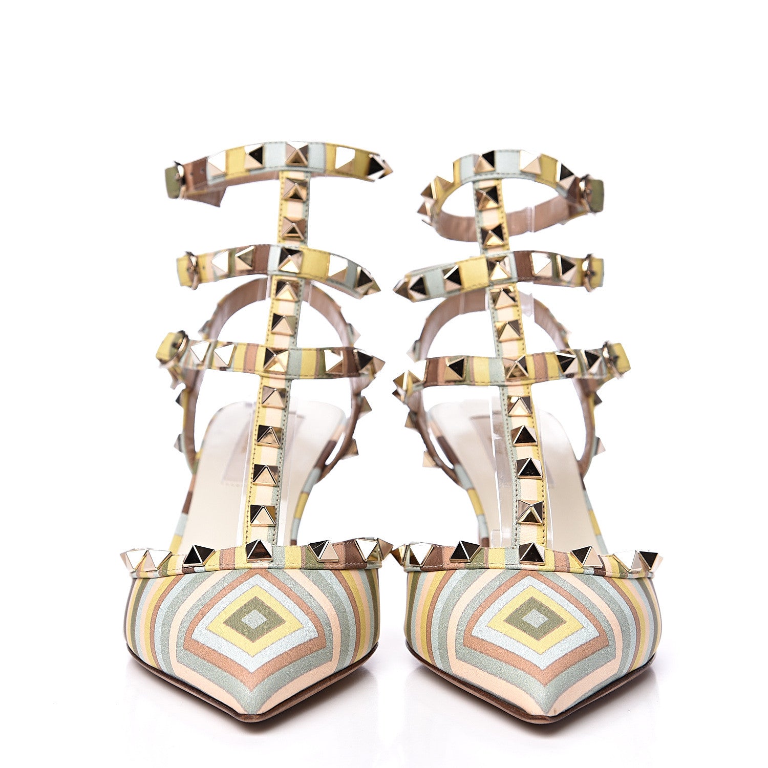 Valentino Garavani Nappa Native Couture 1975 Rockstud Ankle Strap Low Heel Pumps 36 Multicolor 2 of 8