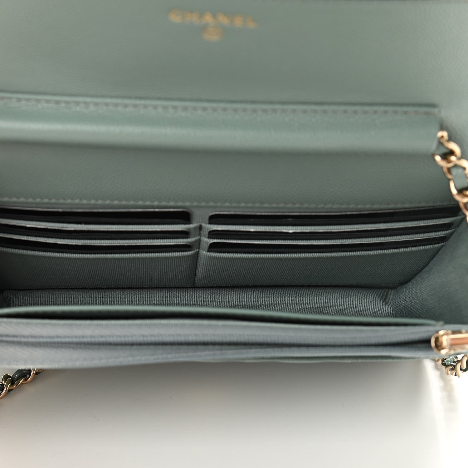 Chanel Caviar Quilted Wallet On Chain WOC Dark Green 5 of 12