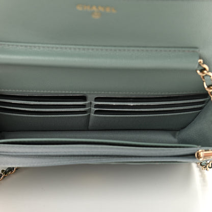 Chanel Caviar Quilted Wallet On Chain WOC Dark Green 5 of 12