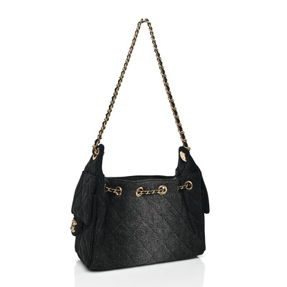 Chanel Washed Denim Quilted Mini Chanel 25 Handbag Black 2 of 11