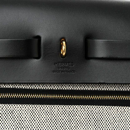 Hermes Toile H Berline Vache Hunter Herbag Zip PM 31 Black Ecru 7 of 12