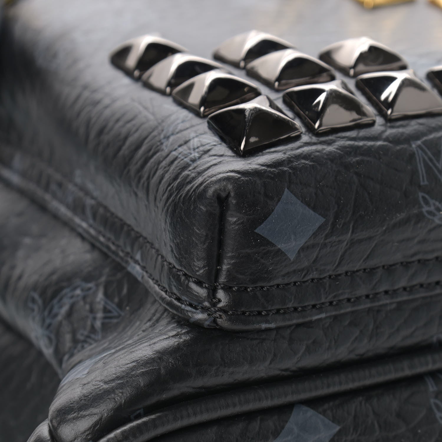 MCM Visetos Studded Small Stark M Backpack Black 9 of 11