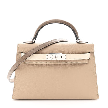 Hermes Epsom Tri-Color Mini Kelly Sellier 20 Trench Craie Etoupe 1 of 9
