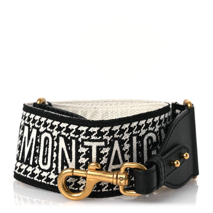 Christian Dior Canvas Houndstooth Embroidered 30 Montaigne Shoulder Strap Black White 1 of 4
