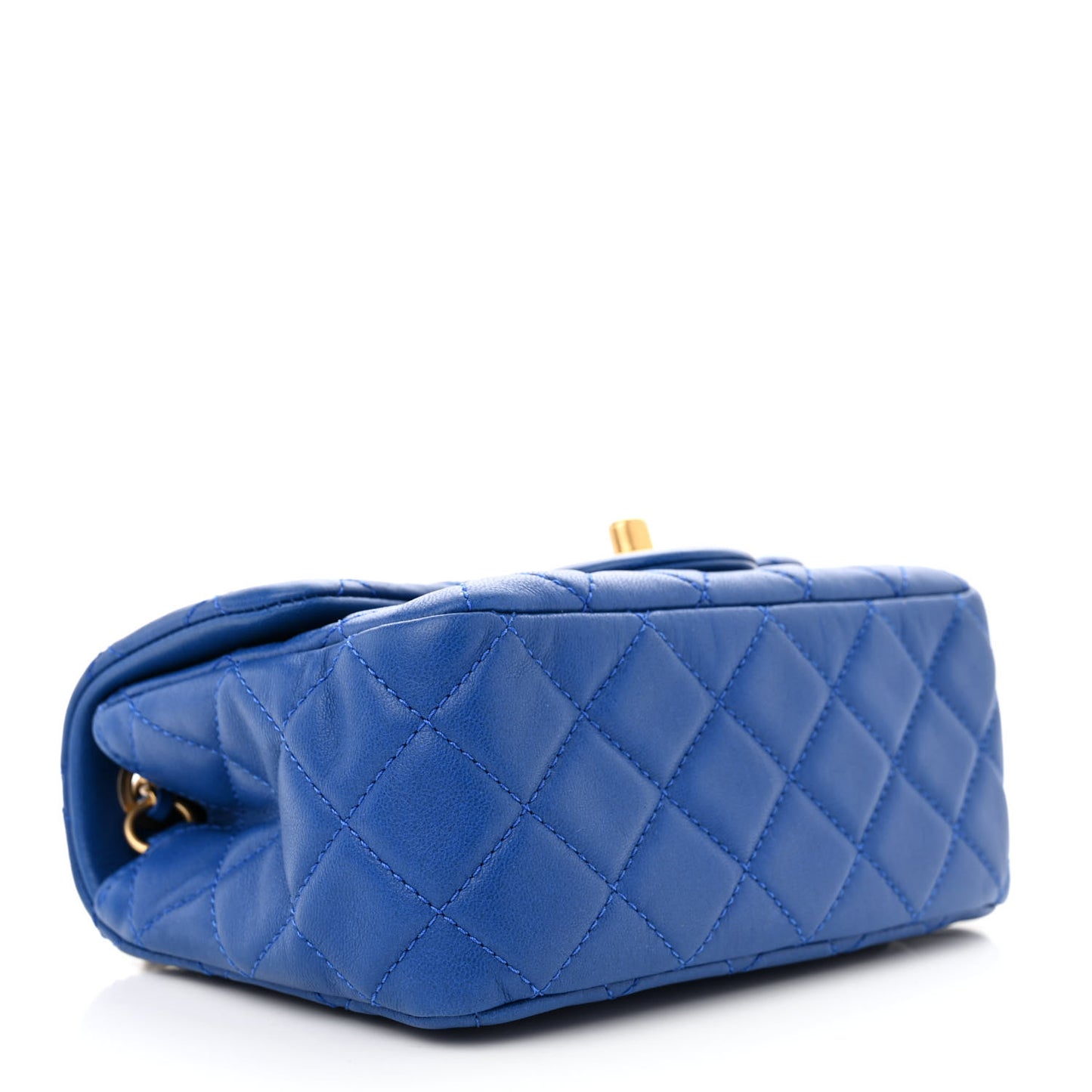 Lambskin Quilted Mini Pearl Crush Flap Blue