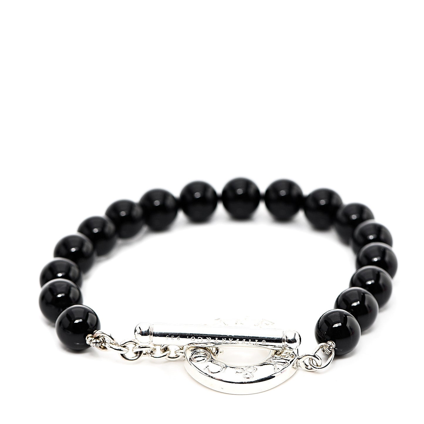 Sterling Silver Black Onyx Bead Toggle Bracelet