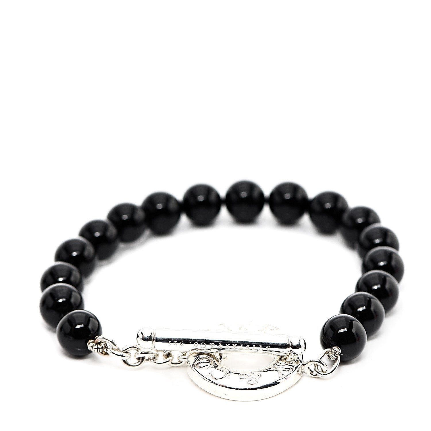 Tiffany Sterling Silver Black Onyx Bead Toggle Bracelet 2 of 3