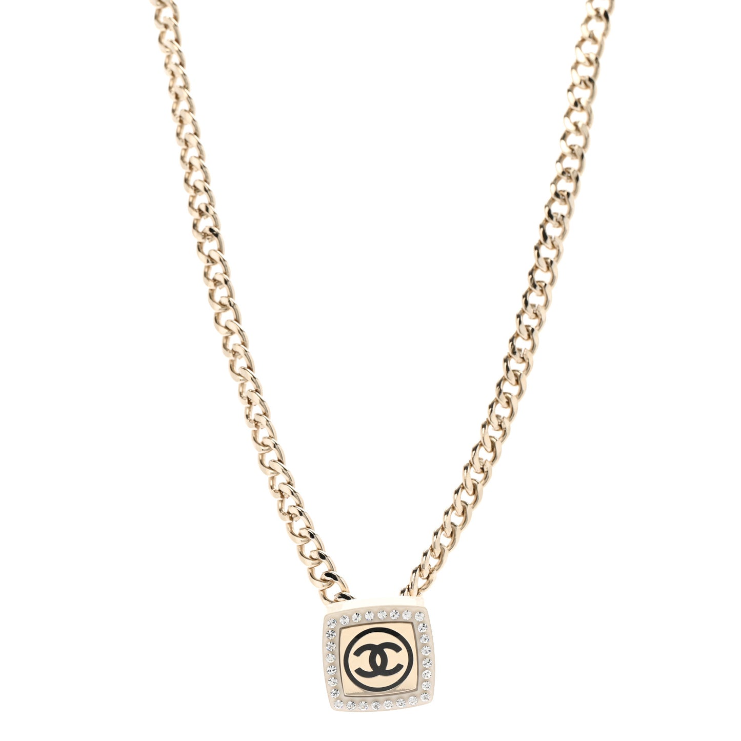 Metal Crystal CC Square Choker Gold