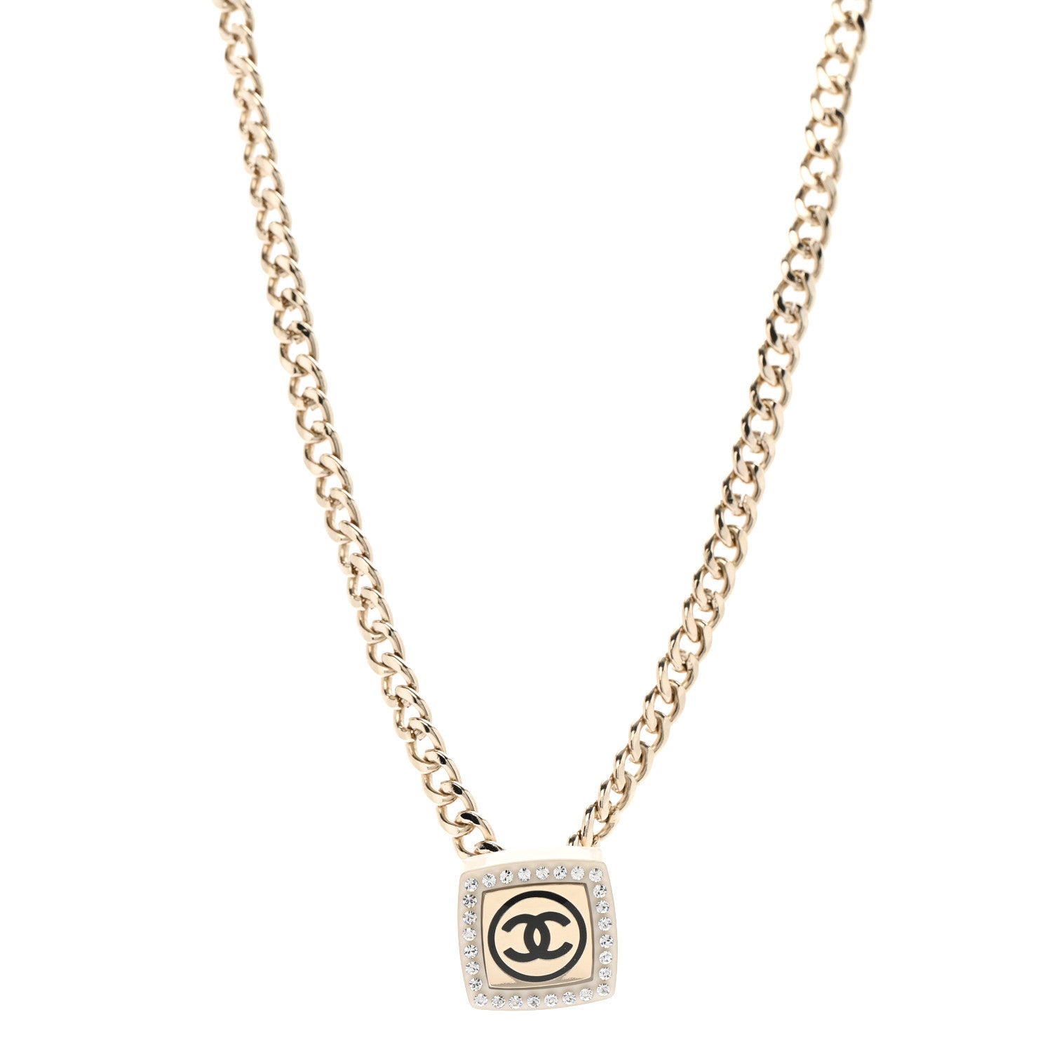 Chanel Metal Crystal CC Square Choker Gold 1 of 5