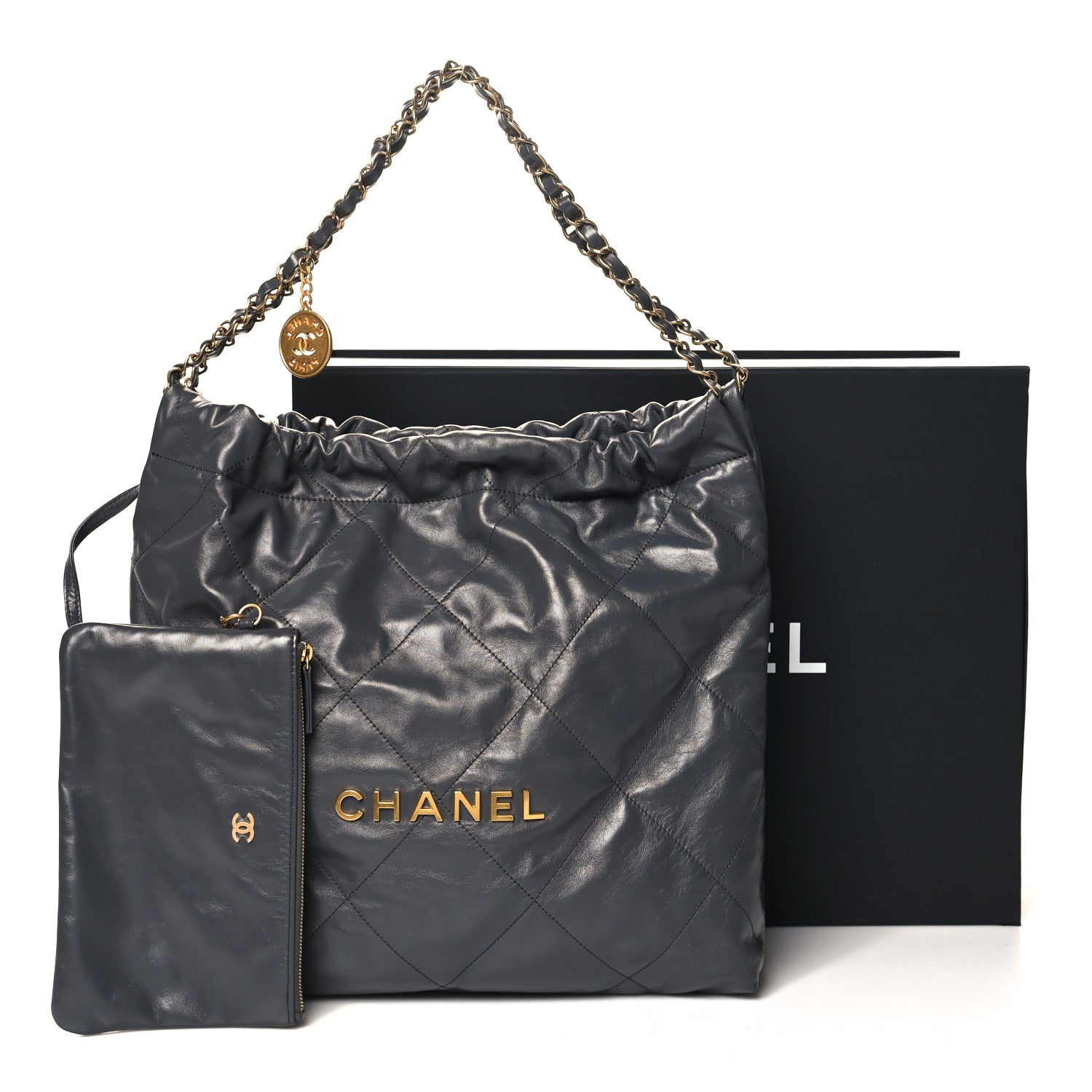 Chanel Shiny Calfskin Quilted Chanel 22 Dark Grey 13 of 13