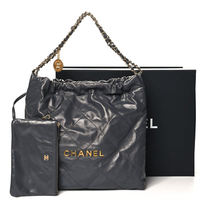 Chanel Shiny Calfskin Quilted Chanel 22 Dark Grey 13 of 13