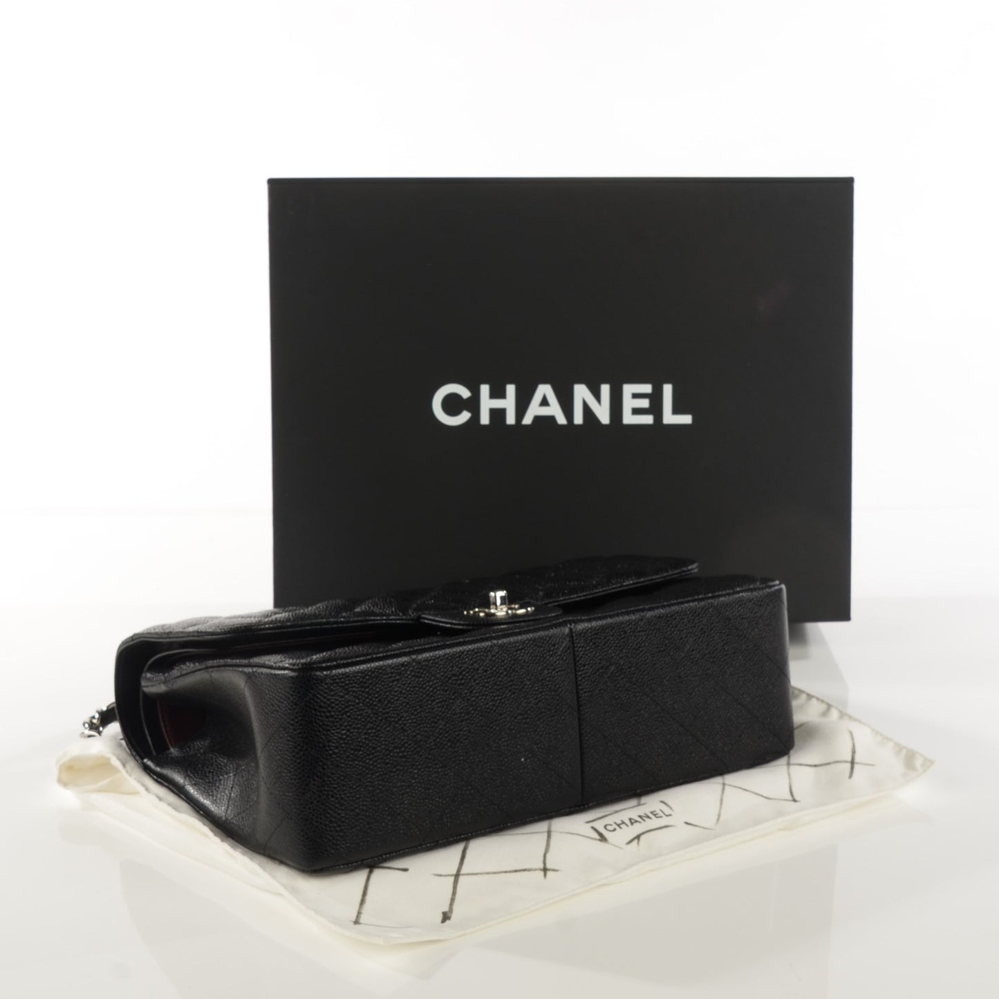 Caviar Quilted Jumbo Double Flap Black