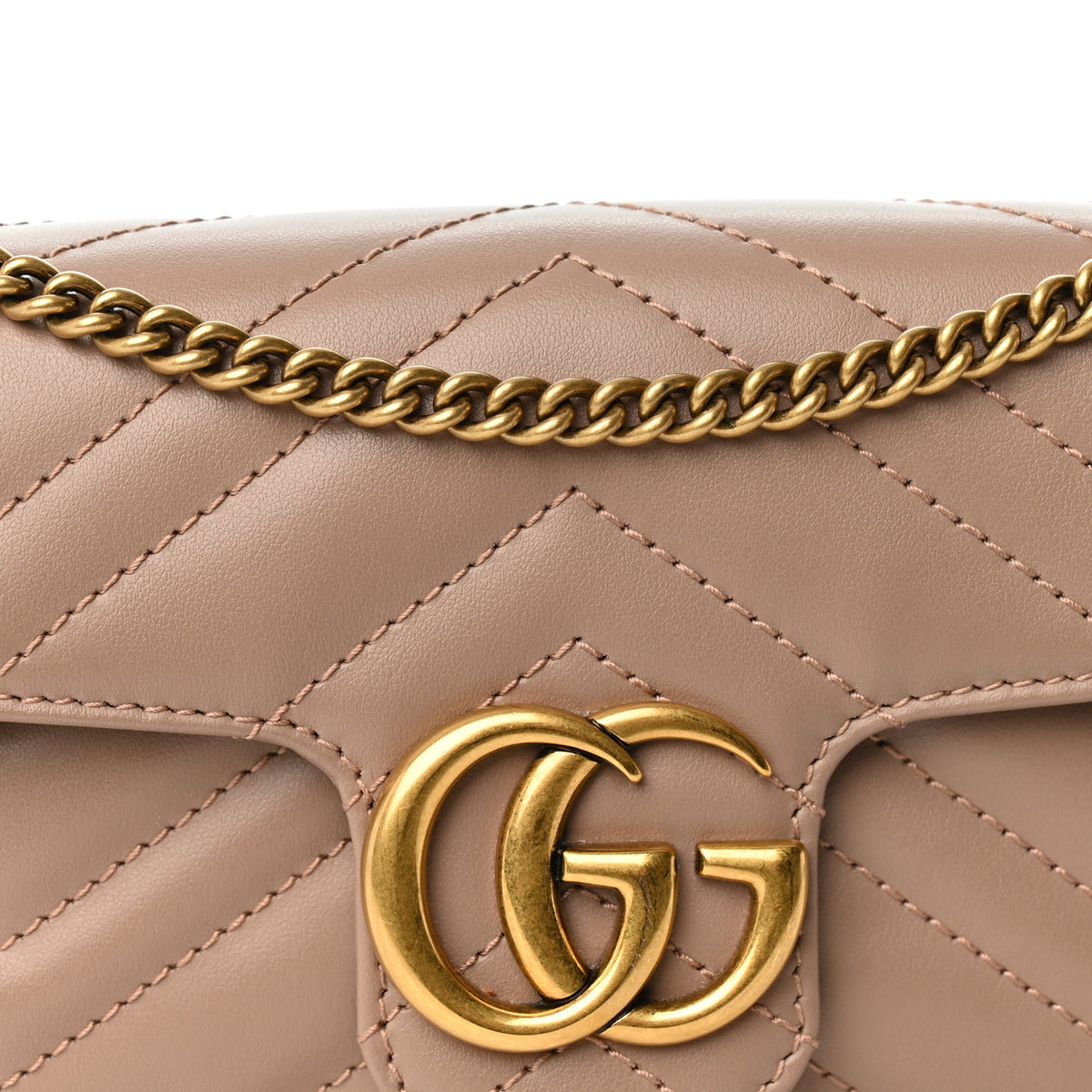 Gucci Calfskin Matelasse Super Mini GG Marmont Shoulder Bag Porcelain Rose 7 of 9
