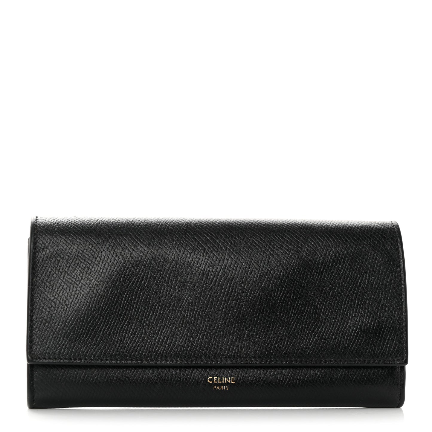 Grained Calfskin Large Flap Wallet Black