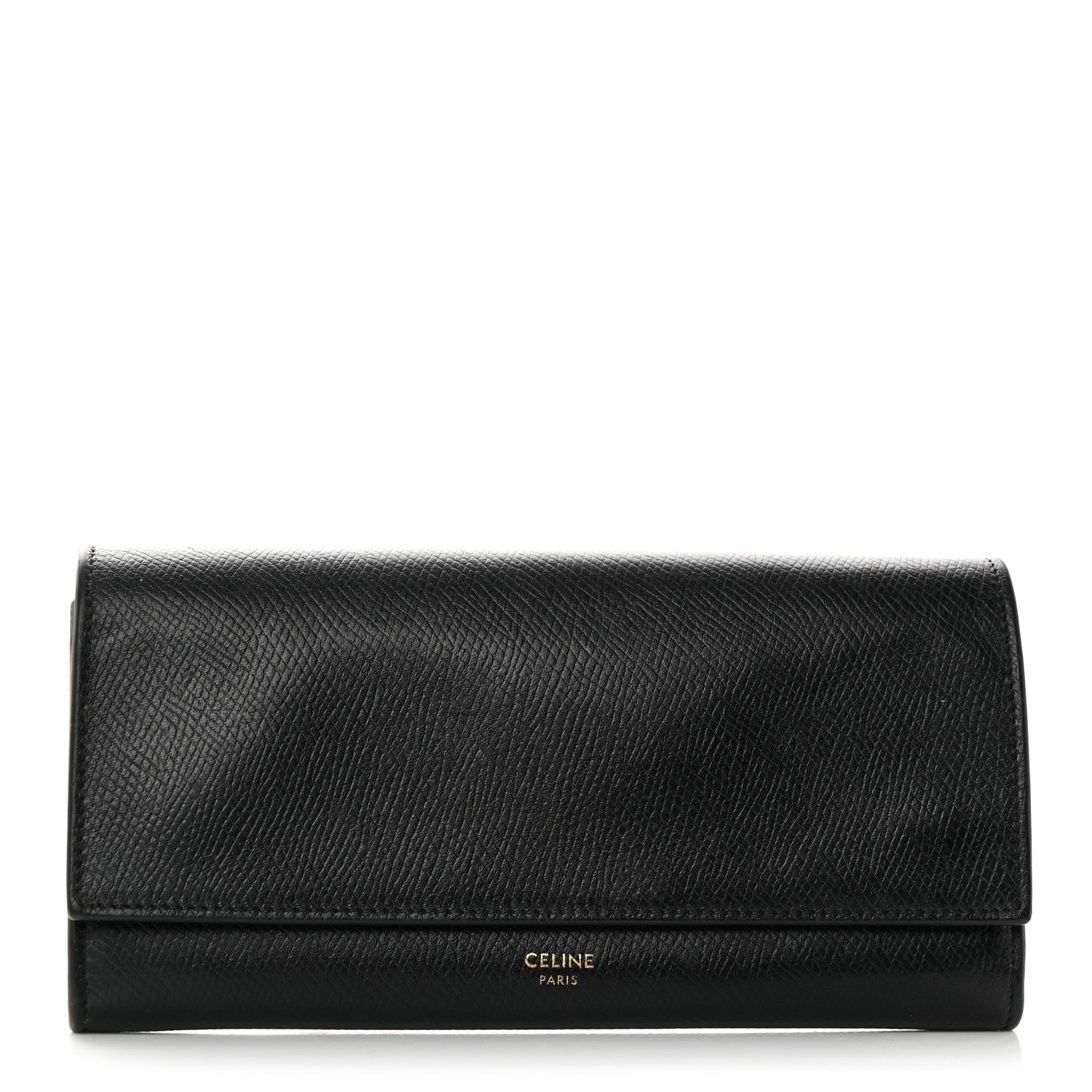 Celine Grained Calfskin Large Flap Wallet Black 1 of 17