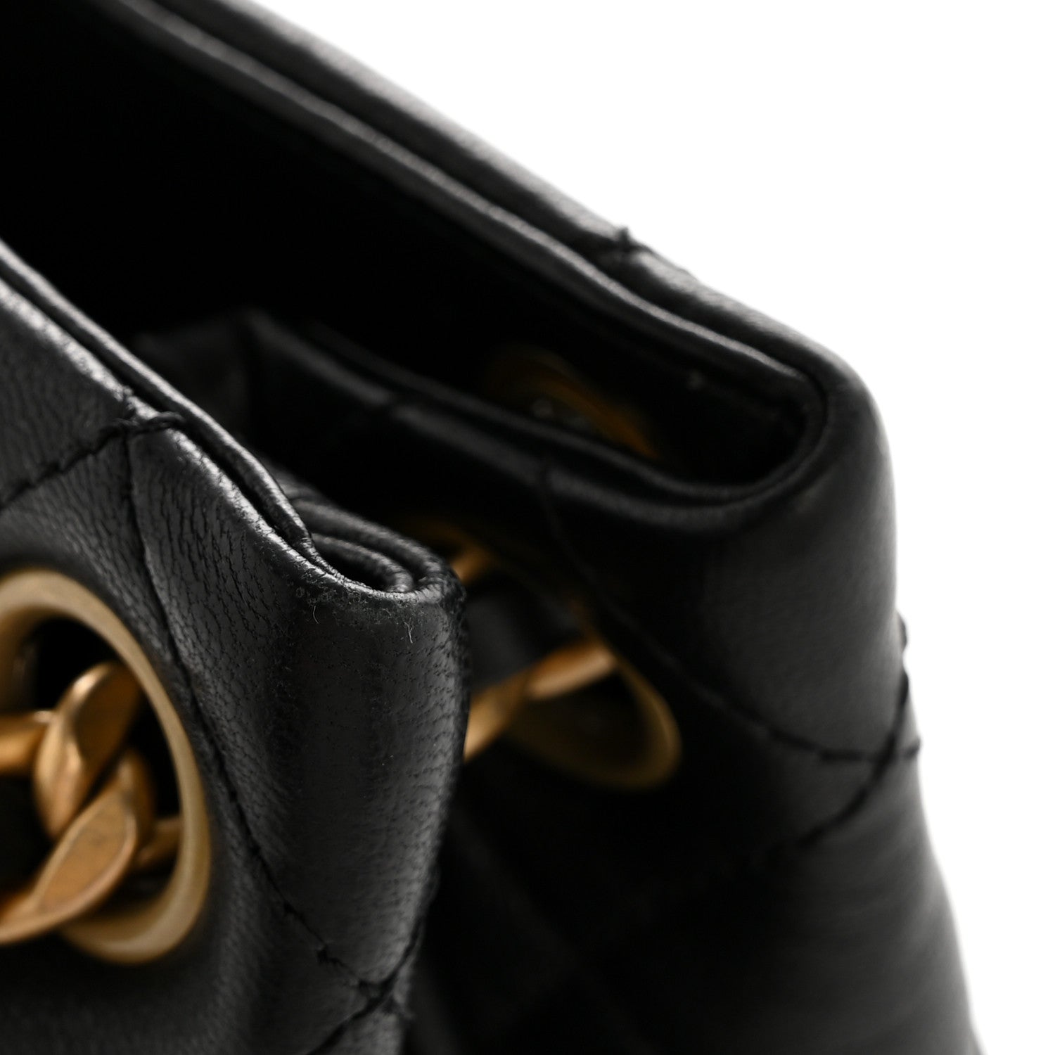 Chanel Lambskin Quilted Chaine Lettre Small Bucket Bag Black 14 of 14