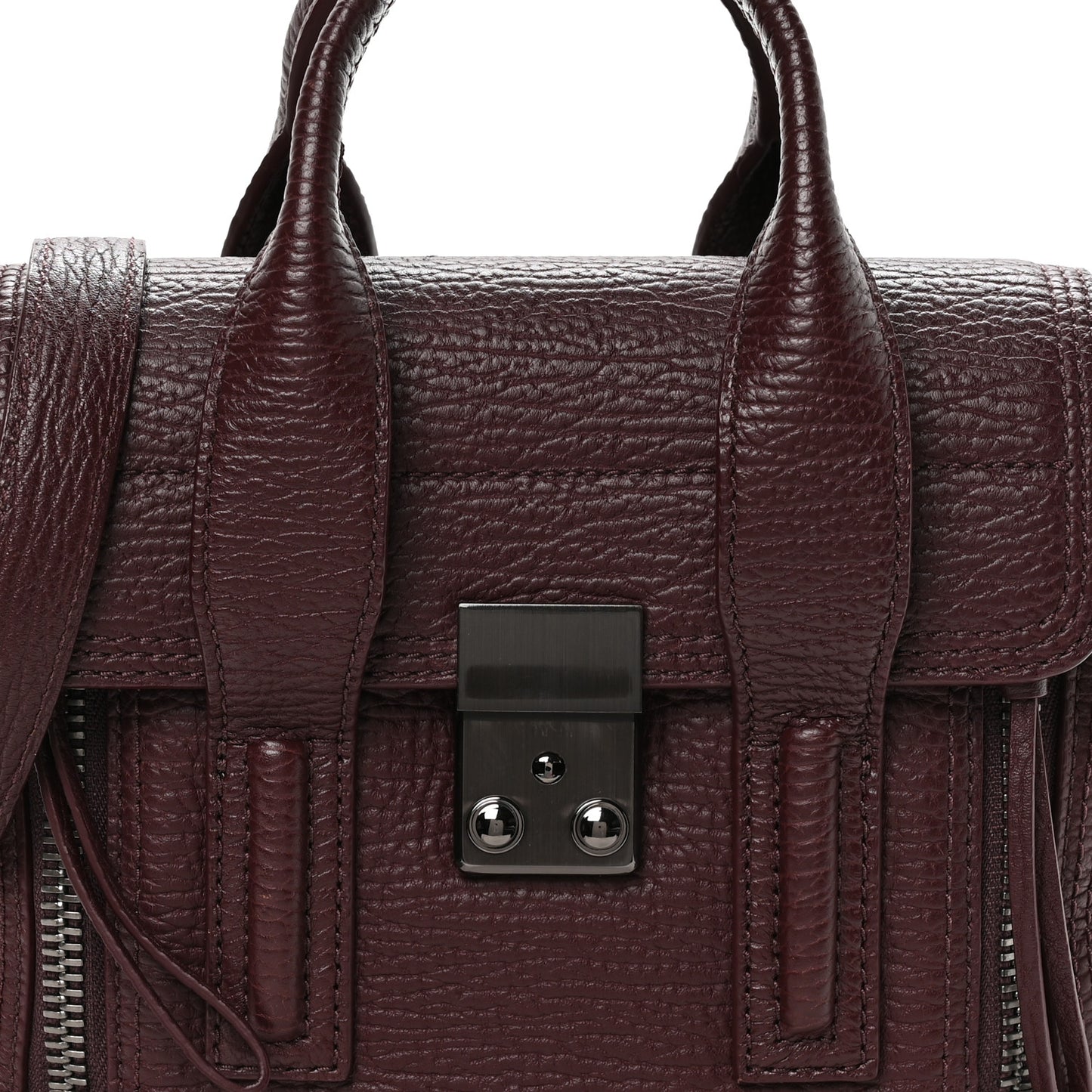 Textured Calfskin Mini Pashli Satchel Black Cherry