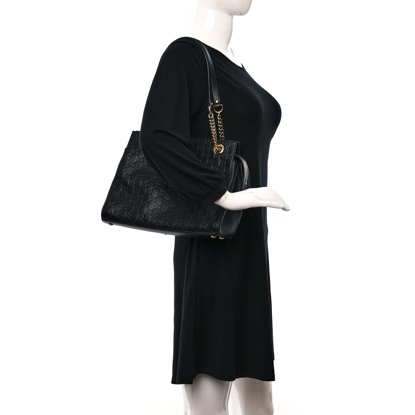 Guccissima Signature Medium Shoulder Tote Bag Black