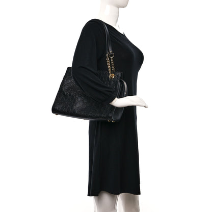 Gucci Guccissima Signature Medium Shoulder Tote Bag Black 2 of 9