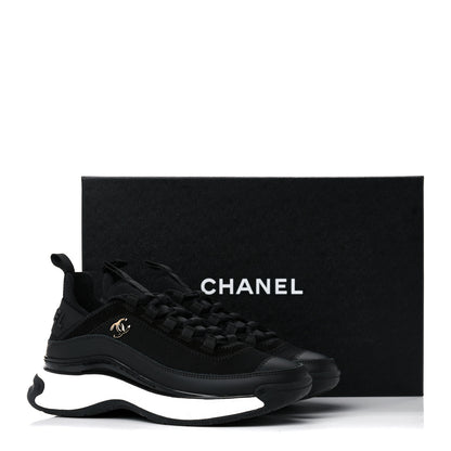 Chanel Velvet Calfskin Mixed Fibers CC Sneakers 35.5 Black 7 of 7