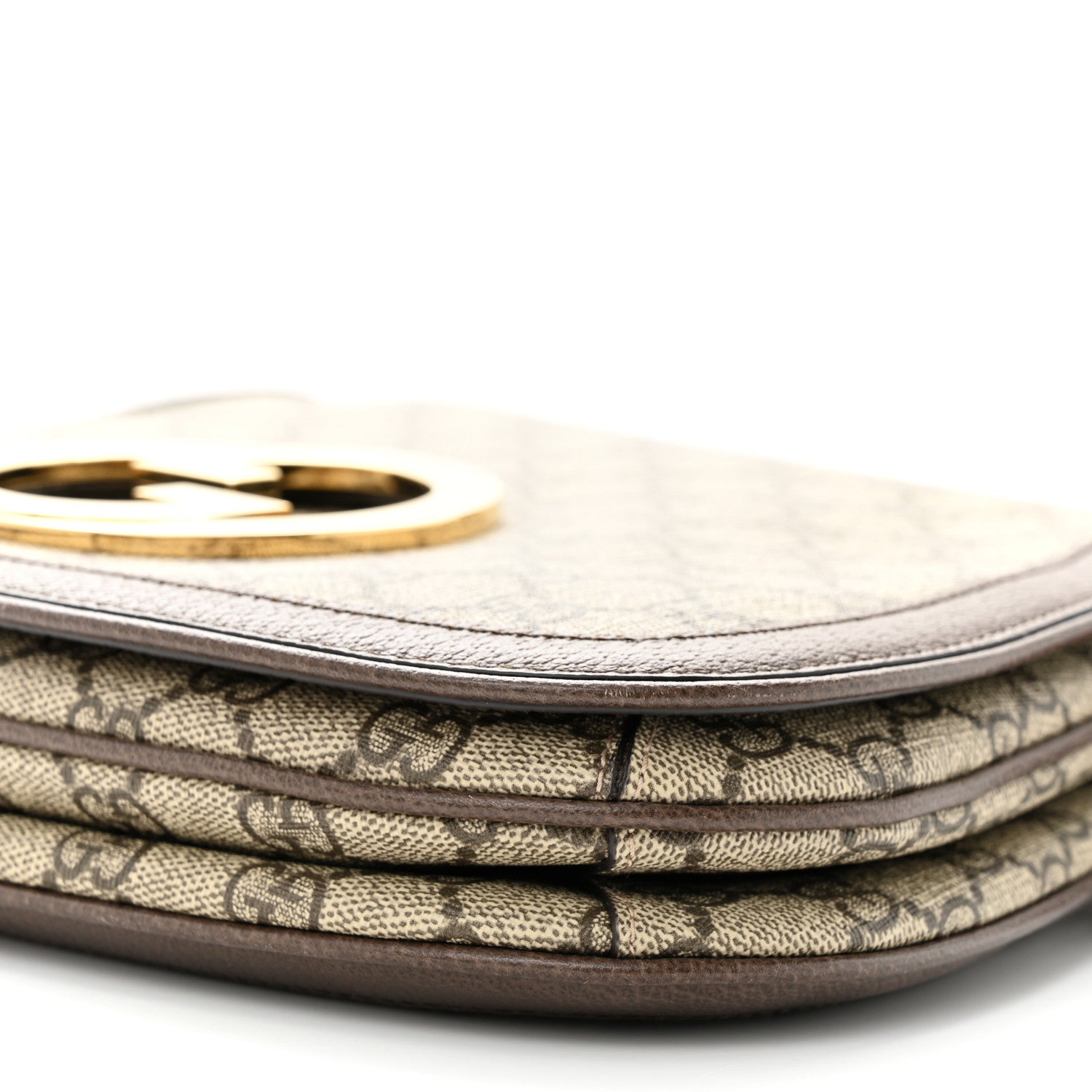 Gucci GG Supreme Monogram Textured Dollar Calfskin Web Medium Blondie Top Handle Shoulder Flap Bag Beige Ebony New Acero 10 of 11