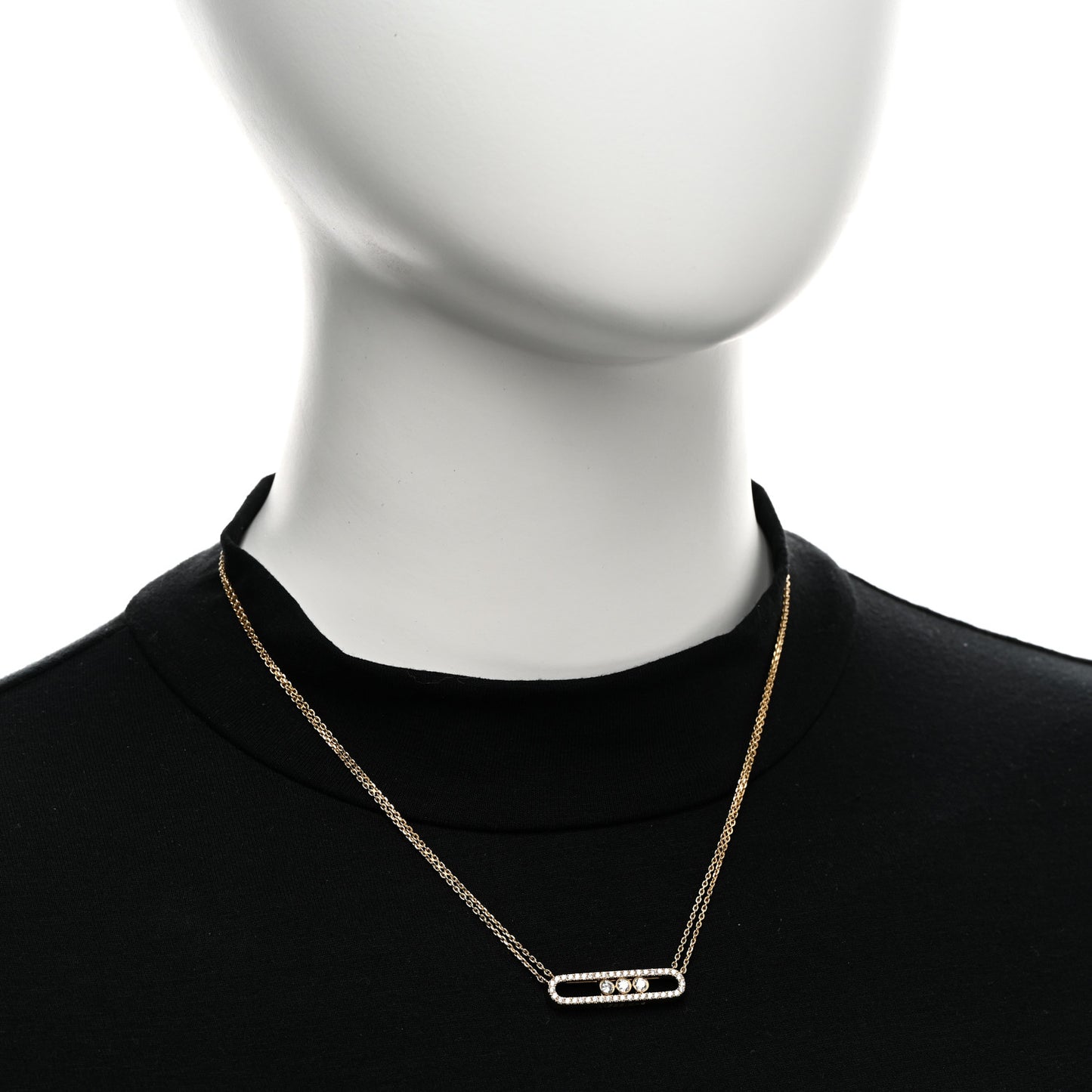 18K Yellow Gold Diamond Move Double Chain Pave Necklace