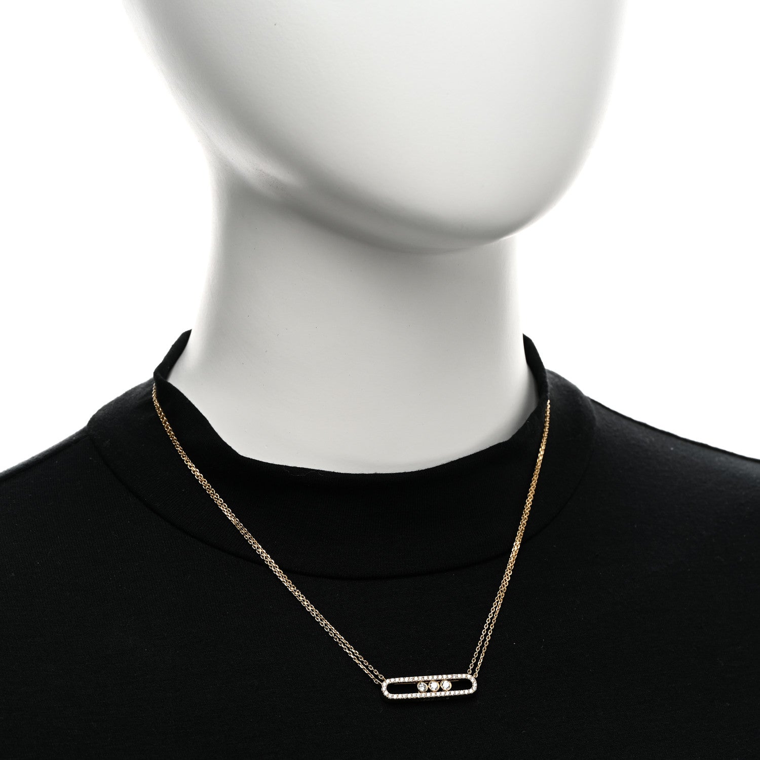 Messika 18K Yellow Gold Diamond Move Double Chain Pave Necklace 2 of 5