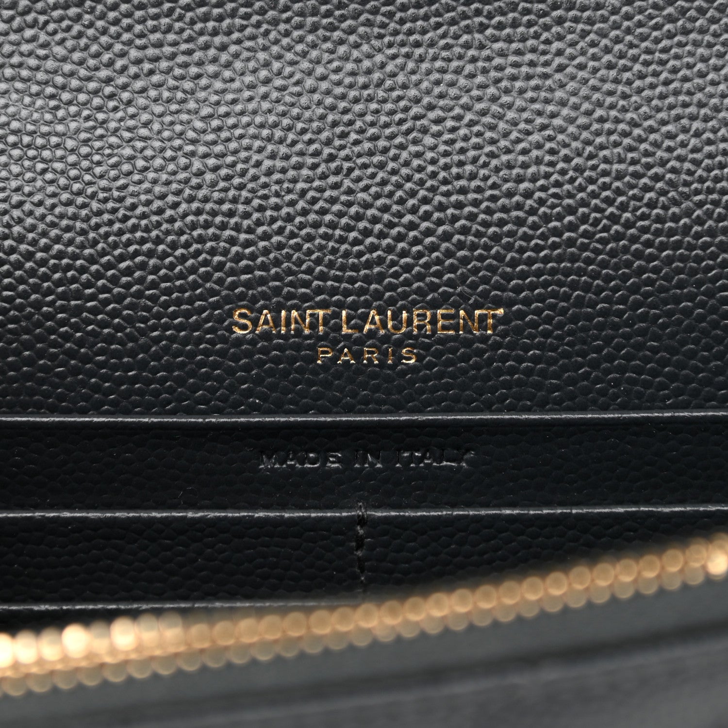 Saint Laurent Grain De Poudre Matelasse Chevron Monogram Envelope Chain Wallet Dark Smog 6 of 13