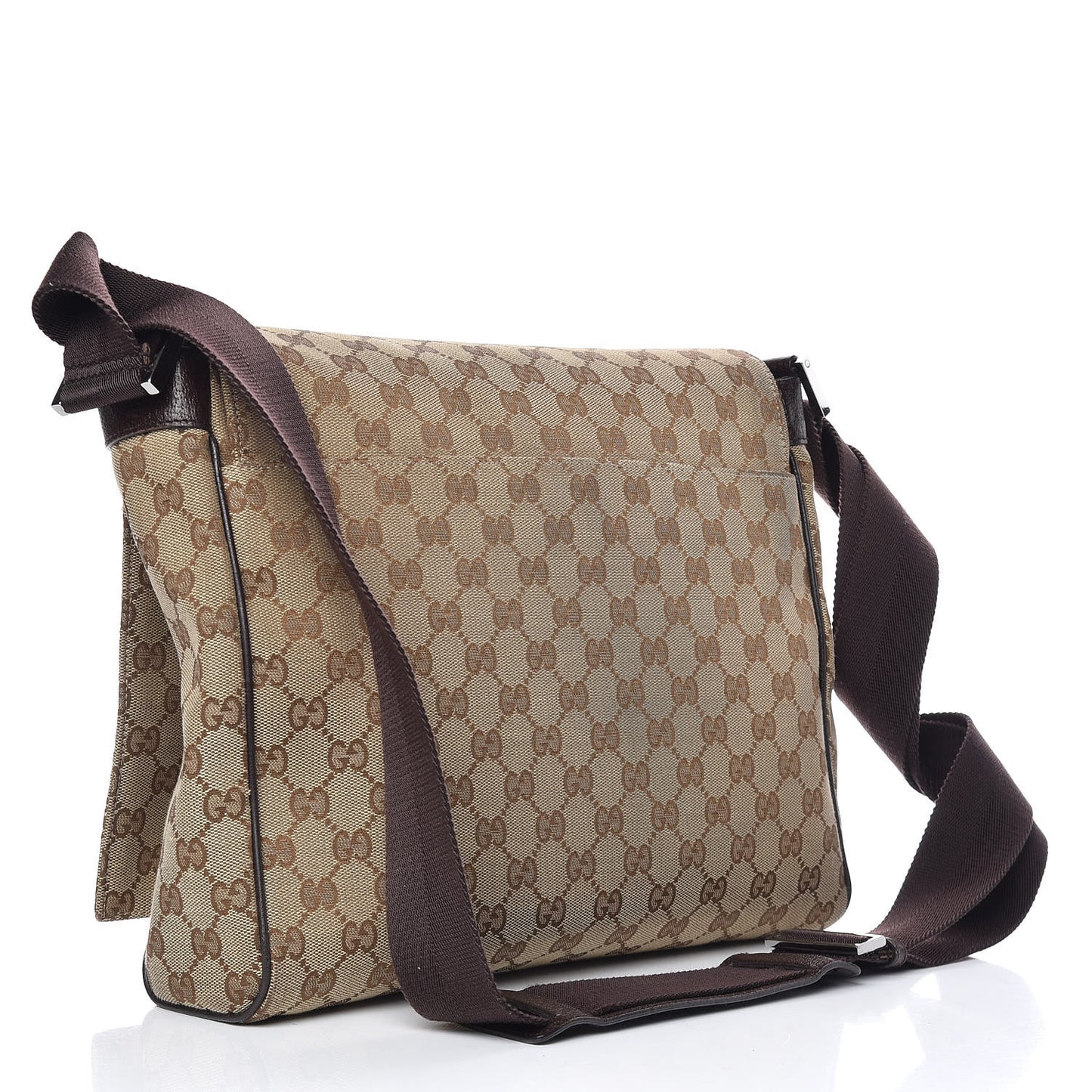 Monogram Small Flap Messenger Bag Beige Dark Brown