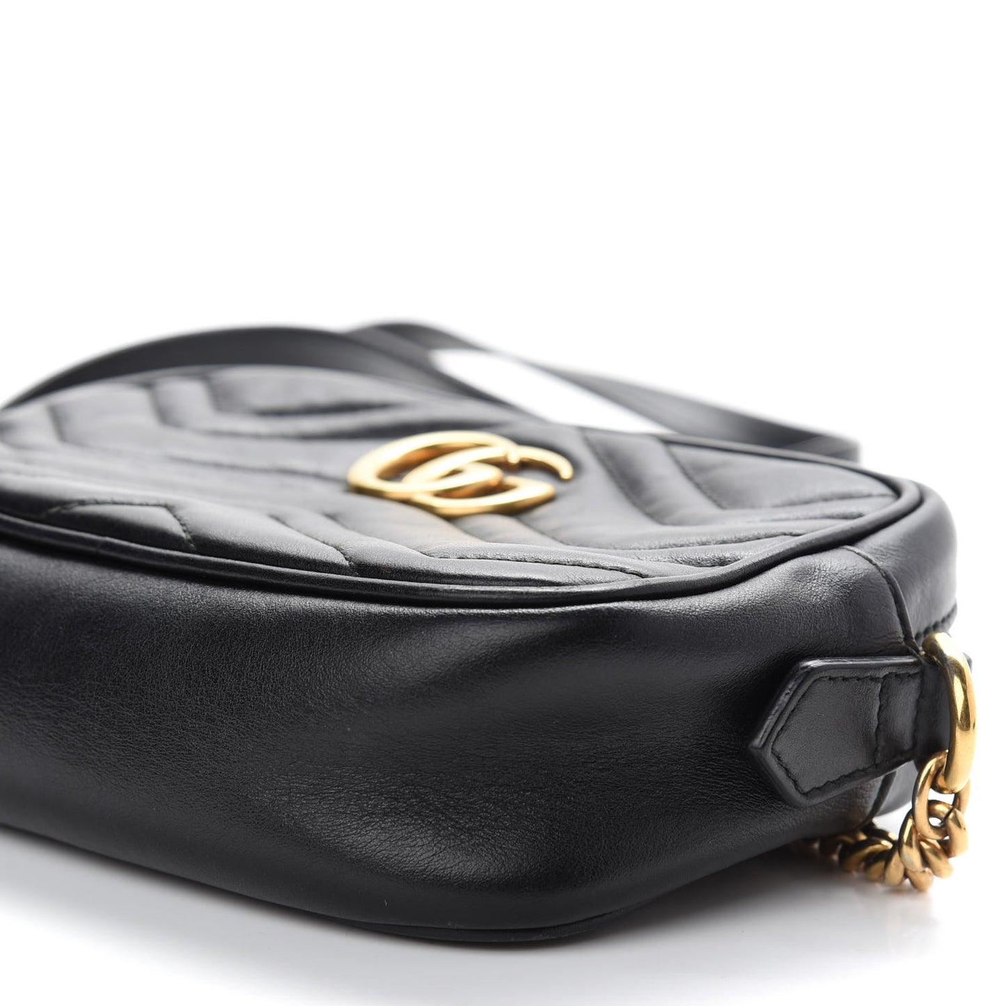 Calfskin Matelasse Mini GG Marmont Chain Shoulder Bag Black