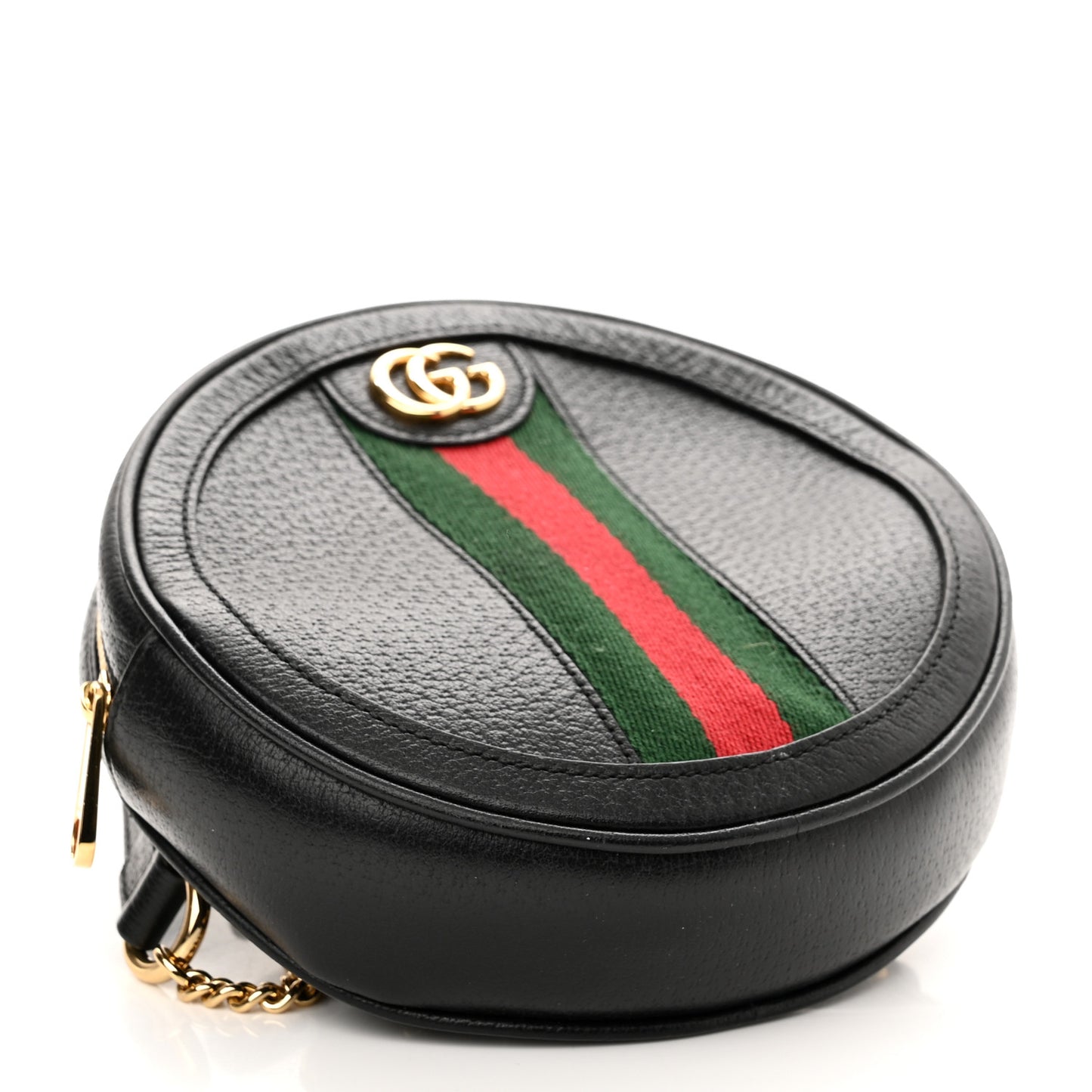 Grained Calfskin Web Mini Ophidia Round Backpack Black