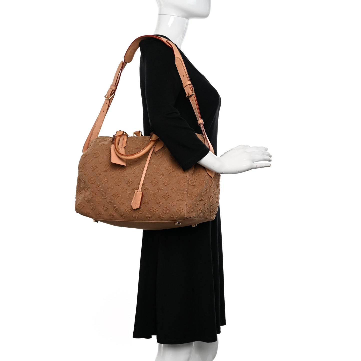 Denim Monogram Stone Speedy Bandouliere 35 Caramel