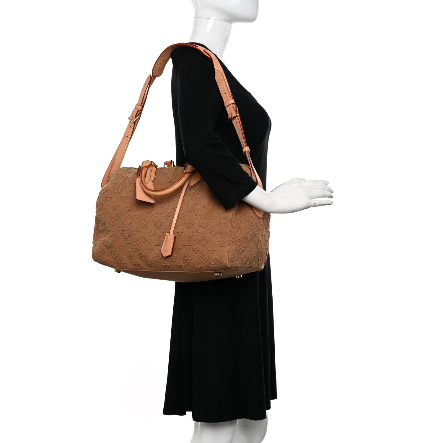 Louis Vuitton Denim Monogram Stone Speedy Bandouliere 35 Caramel 2 of 16