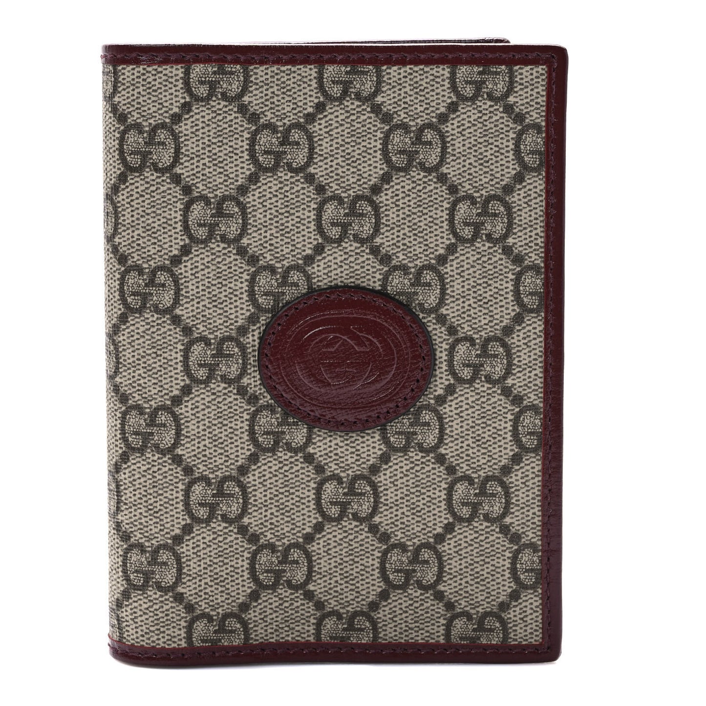 GG Supreme Monogram Azalea Calfskin Retro Interlocking G Passport Case Beige Red