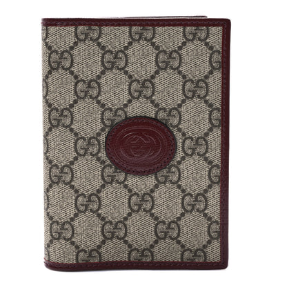 Gucci GG Supreme Monogram Azalea Calfskin Retro Interlocking G Passport Case Beige Red 1 of 7