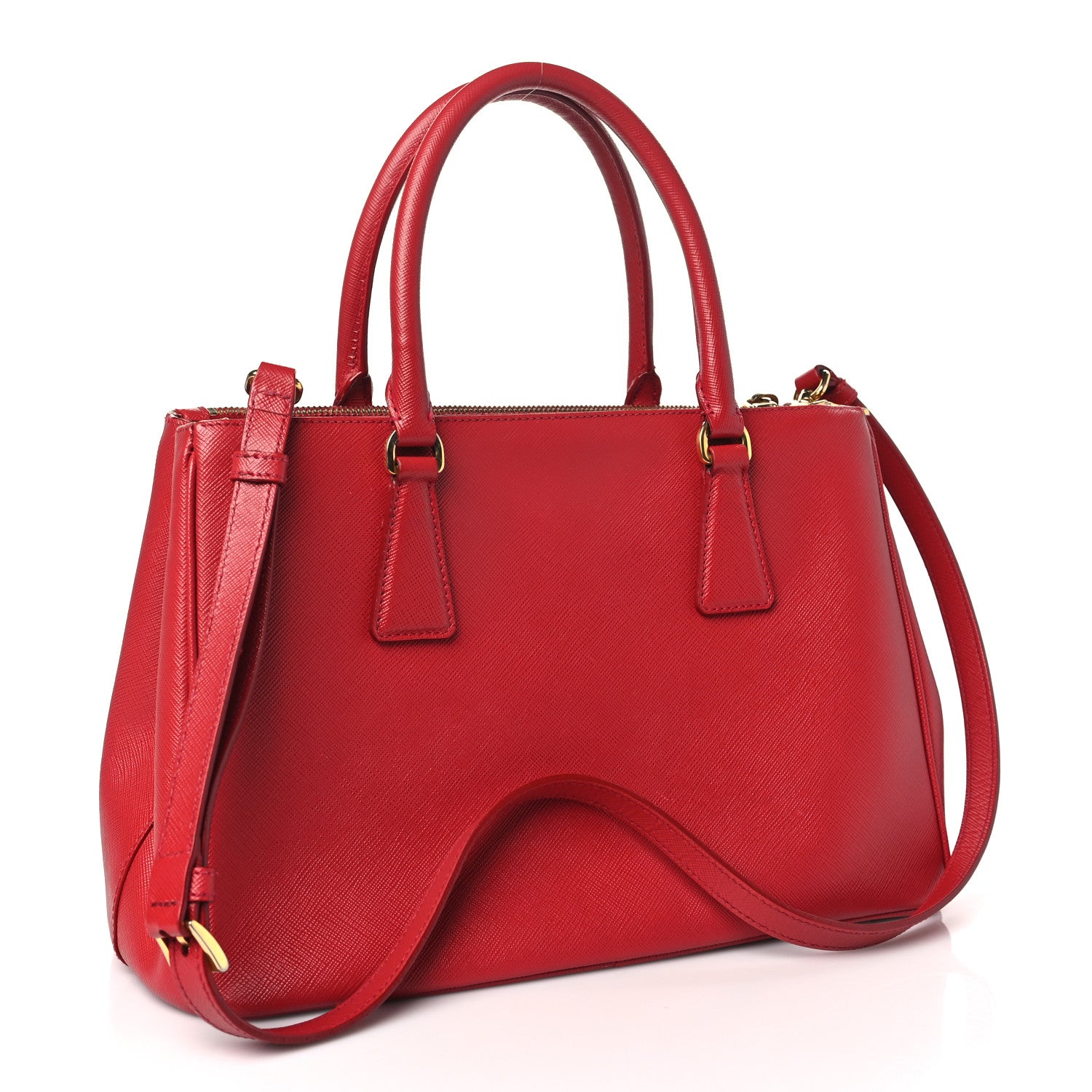 Prada Saffiano Small Galleria Double Zip Tote Fuoco 3 of 15