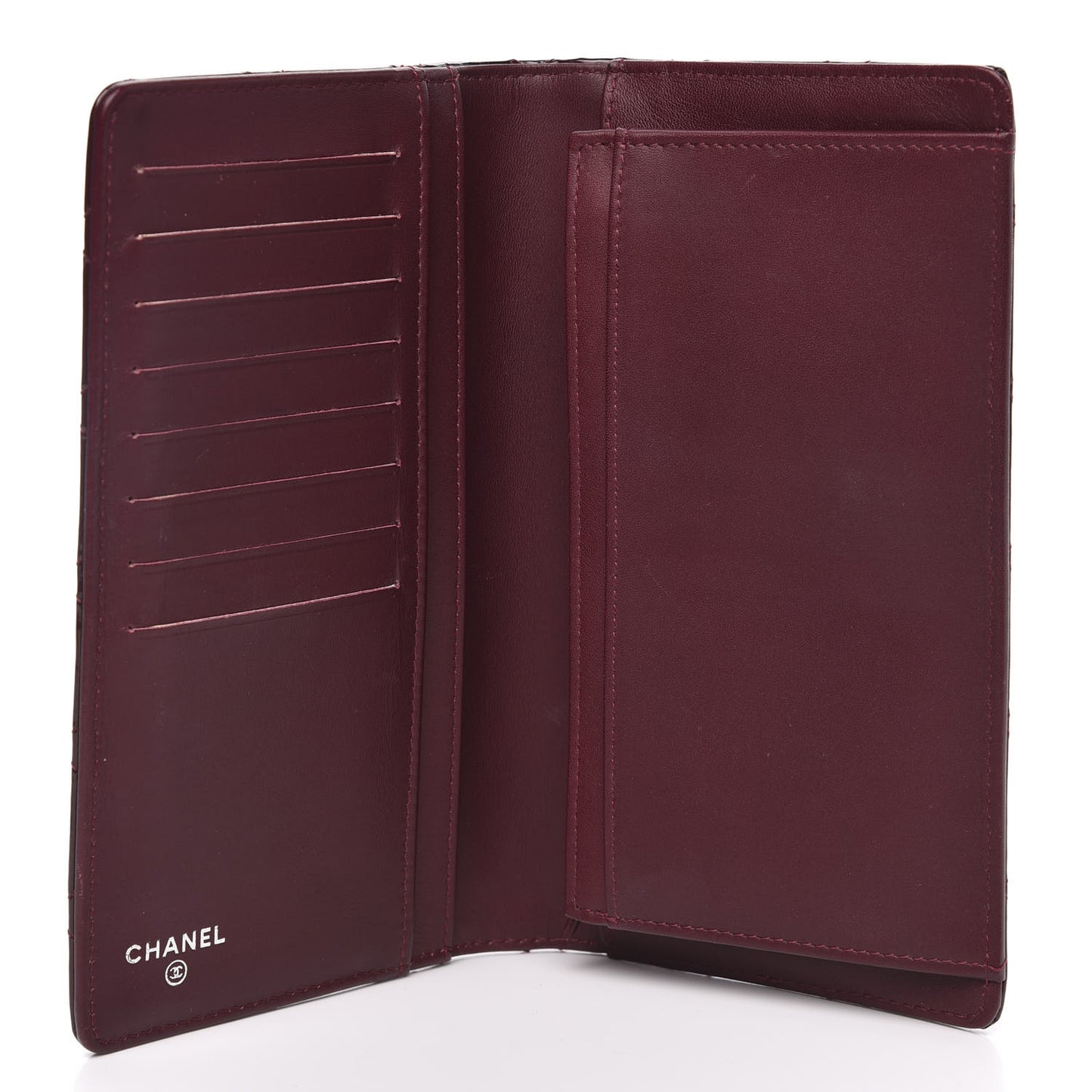 Patent Quilted Brilliant Yen Wallet Burgundy