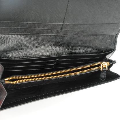 Prada Saffiano Metal Continental Flap Wallet Nero Black 5 of 8